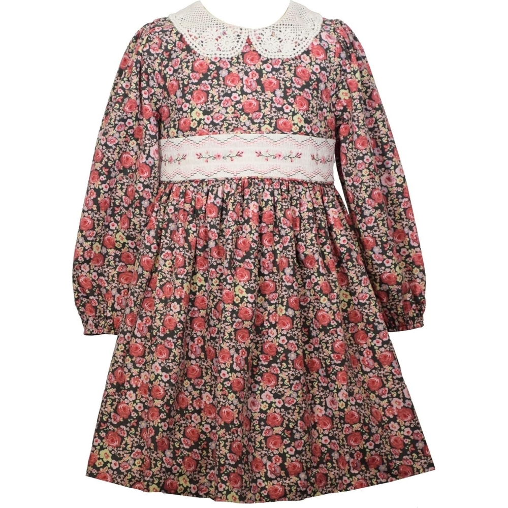 Bonnie Jean Floral Embroidered Peasant Dress